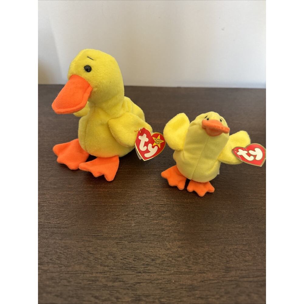 Beanie Babies Quackers Mama Duck Baby Duckling Vintage 1993 Easter 2 Plush Toy